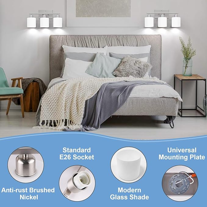 Dekang 18 Inches Bathroom Light Fixtures Over Mirror Brushed Nickel