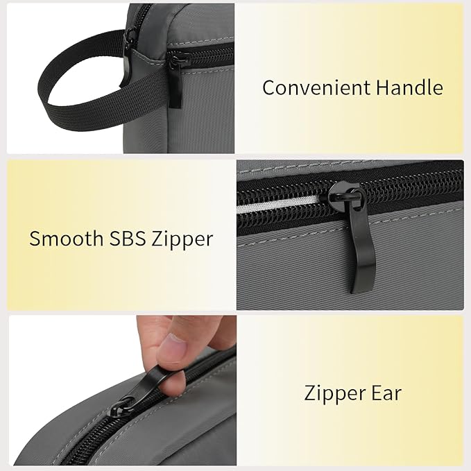 XIRYOHEAUR Travel Hanging Toiletry Bag with Carry Handle - Water-Resistant Small Cosmetic Organizer for Men & Women, Makeup, Shaving Kit, Gym & Travel Essentials (Charcoal Gray)