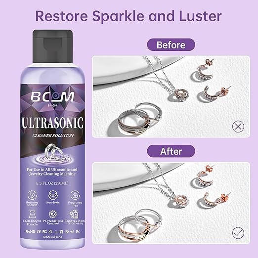Ultrasonic Jewelry Cleaner Solution 8.5oz for Rings, Gold, Diamond, Glasses