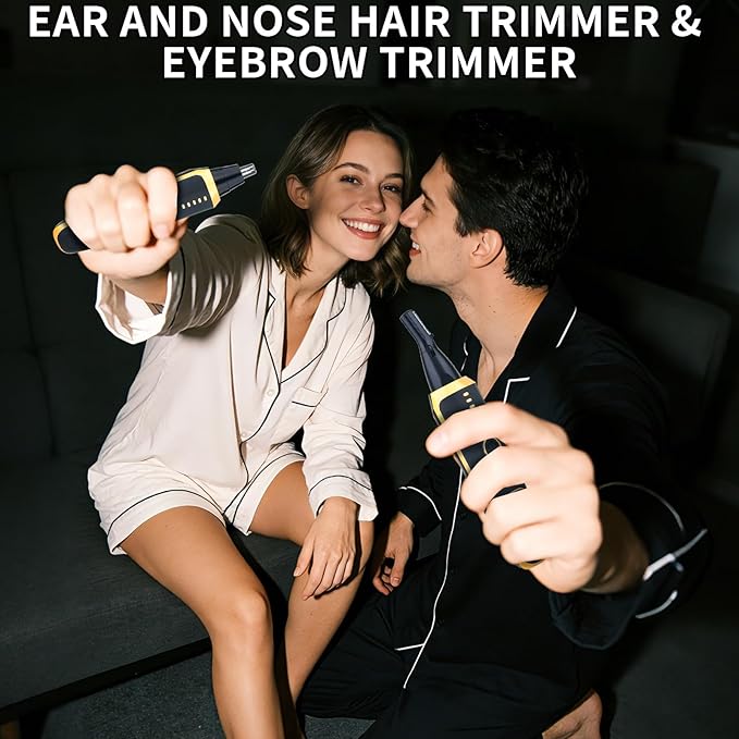 LED Display Eyebrow & Nose Hair Trimmer Clipper for Men Women,2026 Rechargeable 2 in 1 Painless Ear & Facial Hair Trimmer with Powerful Motor and Dual-Edge Blades Easy Cleansing (Black)
