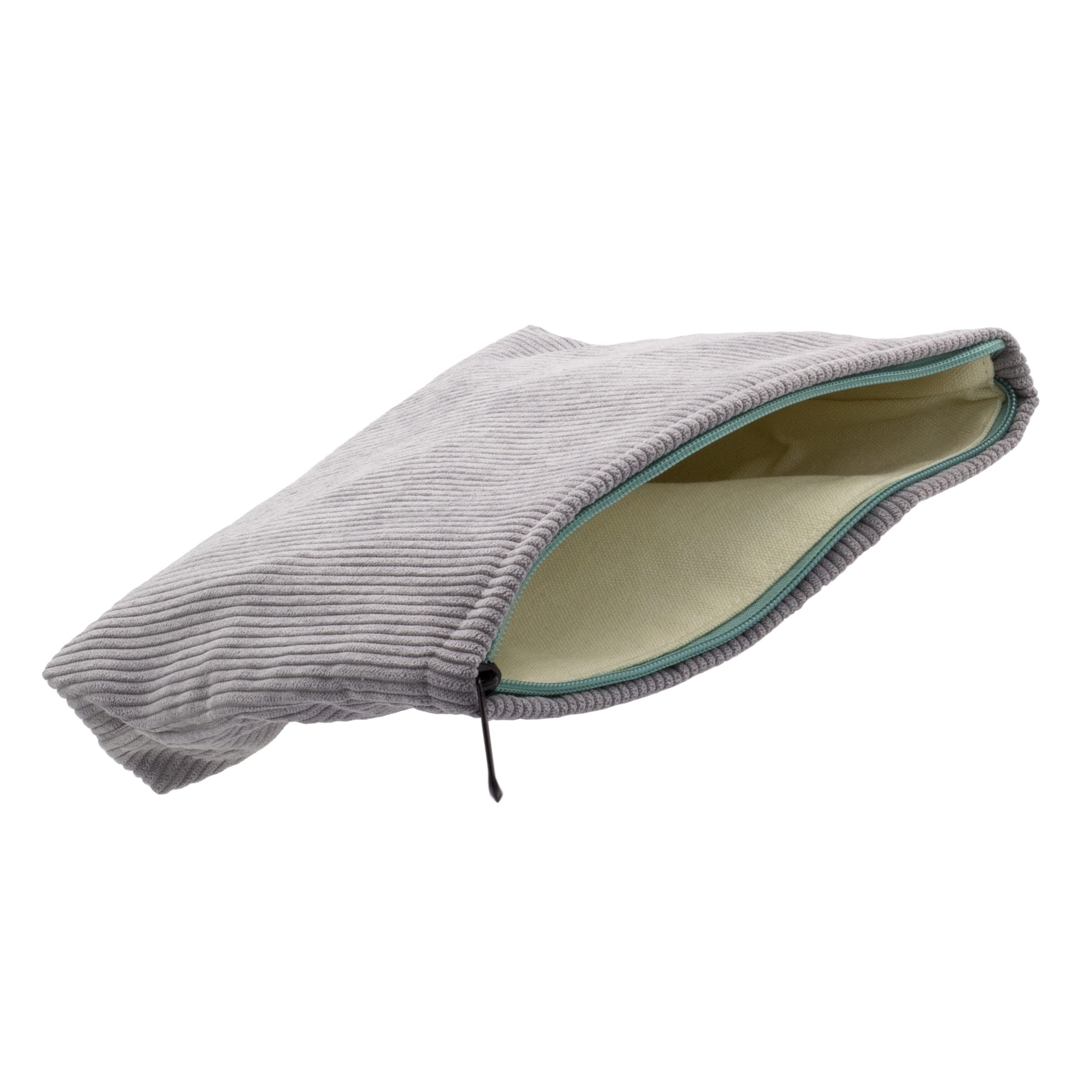 PAZIMIIK Makeup Bag Large Zipper Corduroy Make Up Pouch for Purse Travel Canvas Cosmetic Organizer for Women Brush Storage,Grey