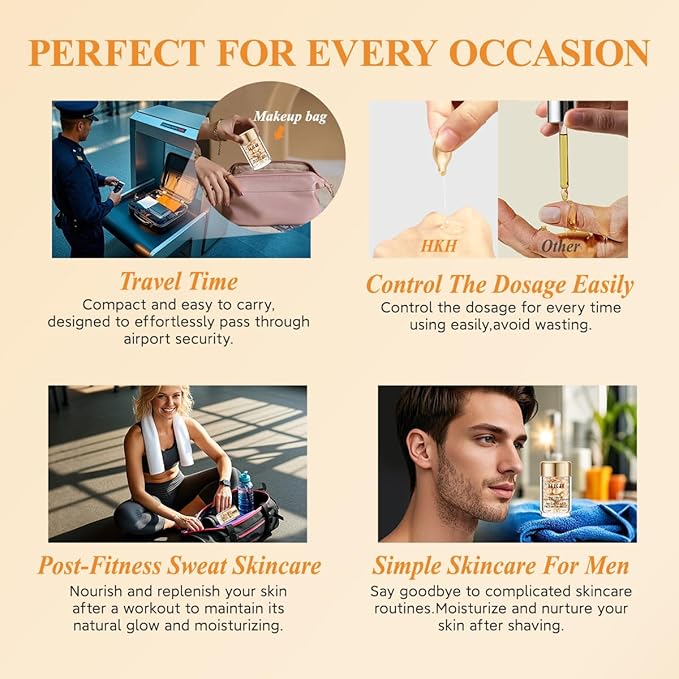 Vitamin C Face Serum Oil - HKH Vit C with Vitamin E Serum Capsules - Evens Skin Tone & Reduces Fine Lines Skincare - 48 Travel-Friendly Capsules for Smoothing Moisturizing Skin - with Mini Scissors