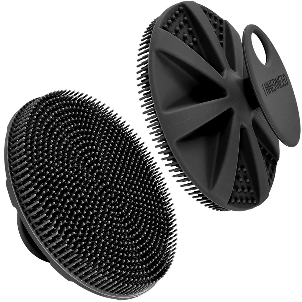 INNERNEED Food-Grade Soft Silicone Body Scrubber Shower Brush, Black