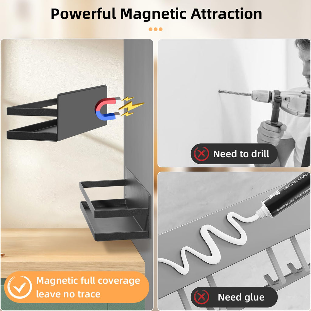 Uten Large Magnetic Spice Rack for Refrigerator 2 Pack, Fridge Organizer