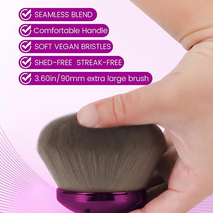 Extra Large Body Makeup Self Tanner Brush 3.6in Round Vegan Kabuki Brush