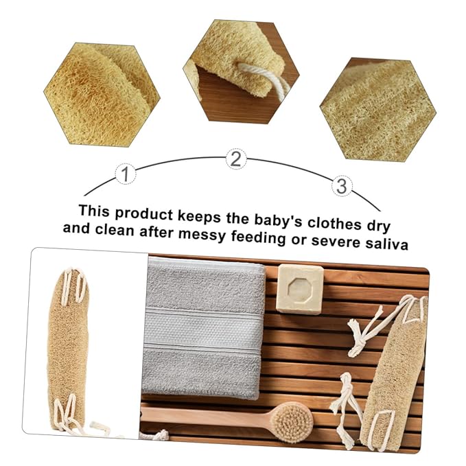 minkissy 3pcs Exfoliating Loofah Back Scrubber Strap for Shower Natural Cotton Material Soft and Comfortable Back Washer for Deep Cleaning Bathing Accessory for Body Care