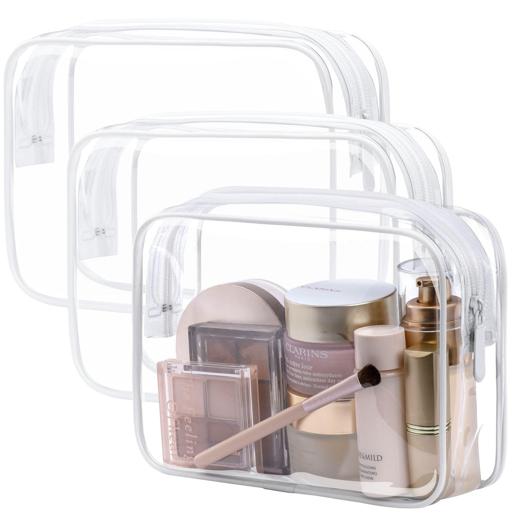 PACKISM TSA Approved Toiletry Bag - Clear Makeup Bag for Travel, White