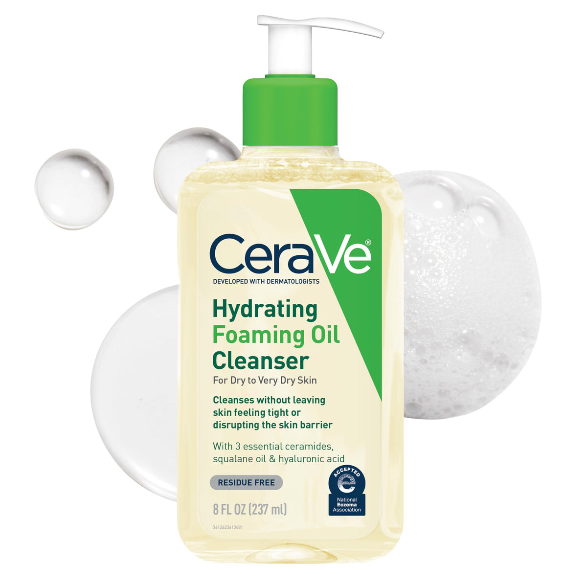 CeraVe Hydrating Foaming Oil Facial Cleanser, Gentle Face Cleanser, 8oz