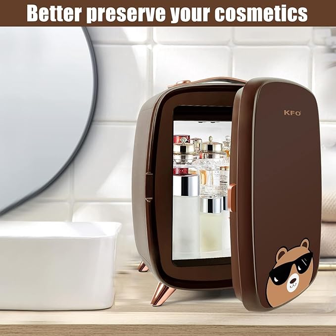 KFO Mini Skincare Fridge 6L | Ultra-Quiet Beauty Fridge for Cosmetics & Drinks | 6°C Cooling + 20dB Silent | Adjustable Shelves & Portable Design