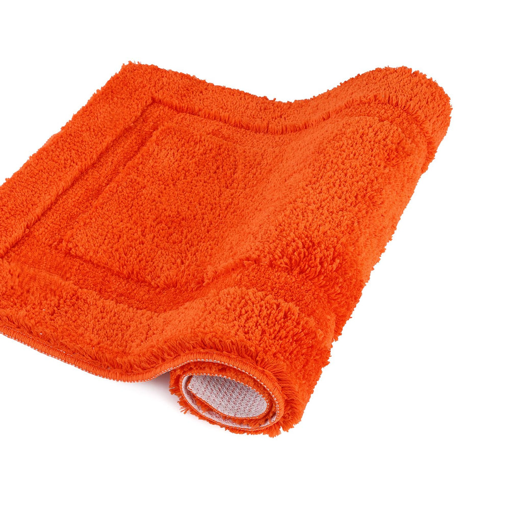 SHACOS Orange Bathroom Rugs Sets 3 Piece Bath Mat U Shaped Toilet Rug
