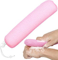 KkaFFe Bath Brush Head with Sponge,Back Scrubber Bath Mesh Bath Body Brush Head for Elderly Aid Bathing and Shower (Pink Head)