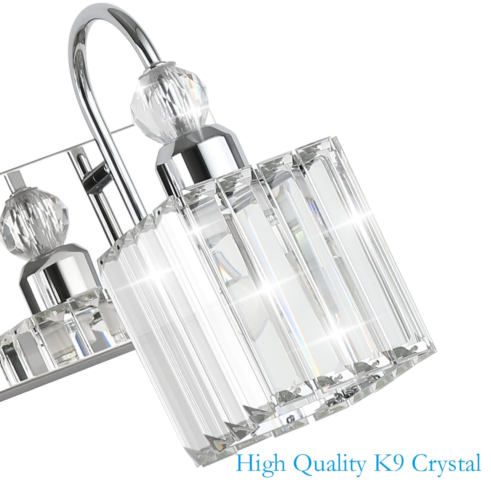 Ralbay Chrome Crystal Vanity Lights 5-Lights 40'' Modern Crystal Bathroom Light Fixtures Modern Crystal Vanity Lighting Over Long Mirror Bathroom Wall Lighting Fixtures