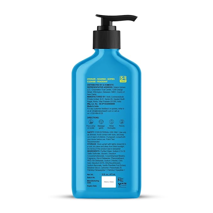 Botanic Hearth Vanilla Body Wash – Hydrating 5-in-1 Shower Gel with Warm Vanilla Aroma, Gentle Daily Cleanser for All Skin Types, Sulfate & Paraben Free – 16 fl oz