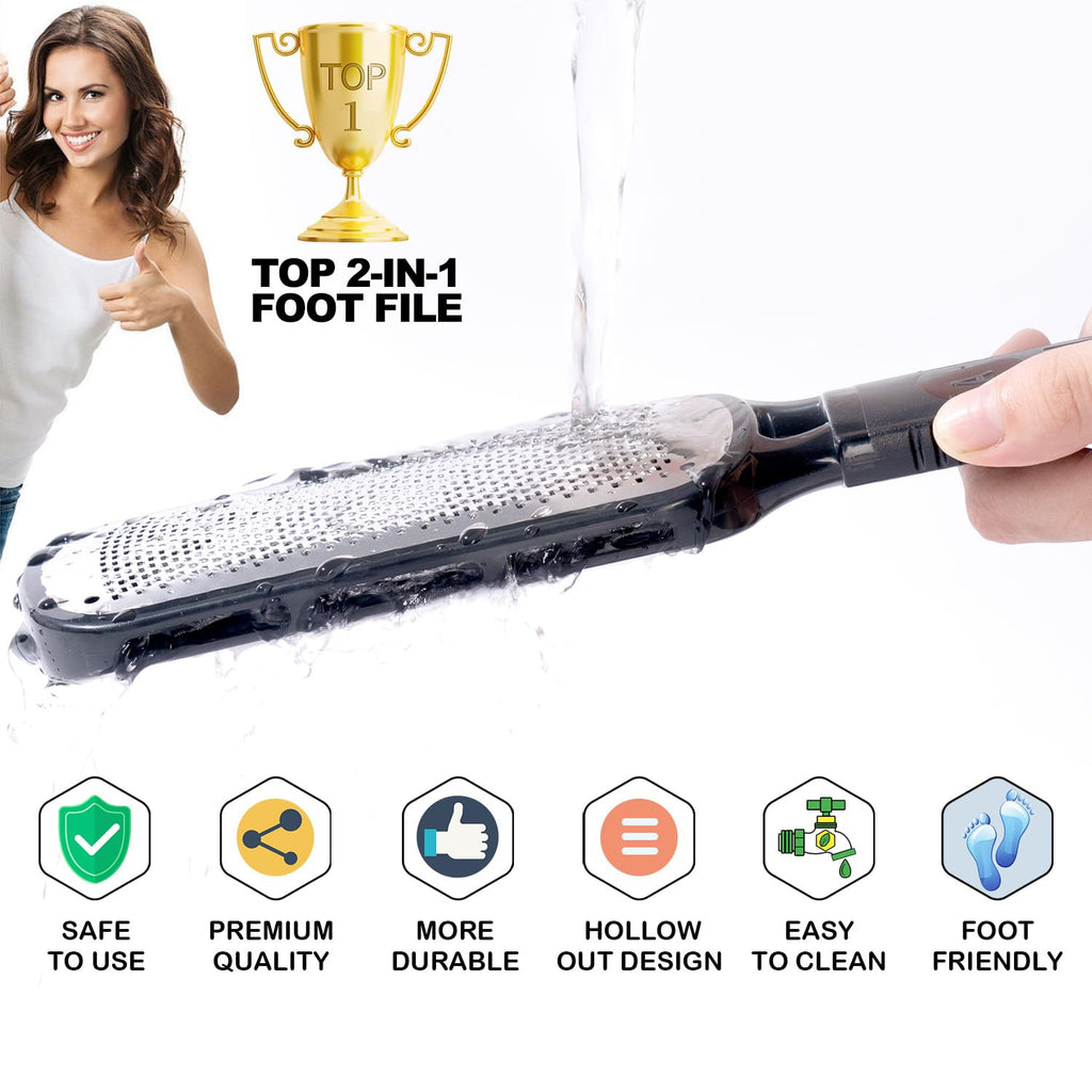 Antonki 2-in-1 Foot File Scrubber Feet Rasp for Dead Skin, Callus, Corn