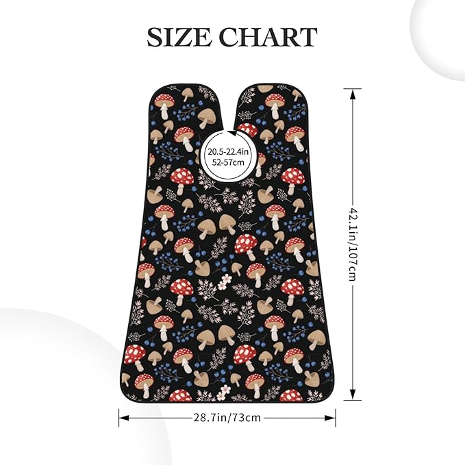No-Slip Shaving Bib, Beard Grooming Apron with Strong Suction Cups, Autumn Fall Leaves Cool Mushrooms