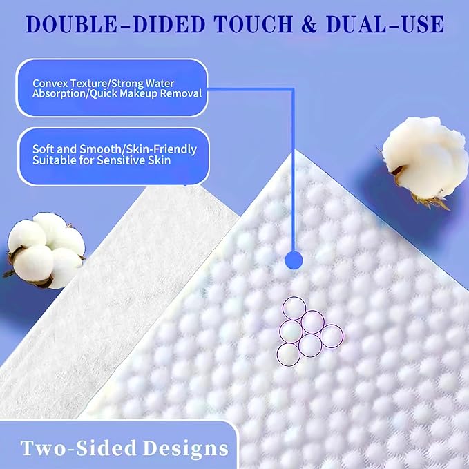 Disposable Face Towel 300 Count, Soft Cotton Clean Skin Face Towels, Dry Wipes Cotton Facial Towels Wash Cloths Tissue Thickened, Face Towelettes Disposable for Makeup Remover, Cleansing and Skincare