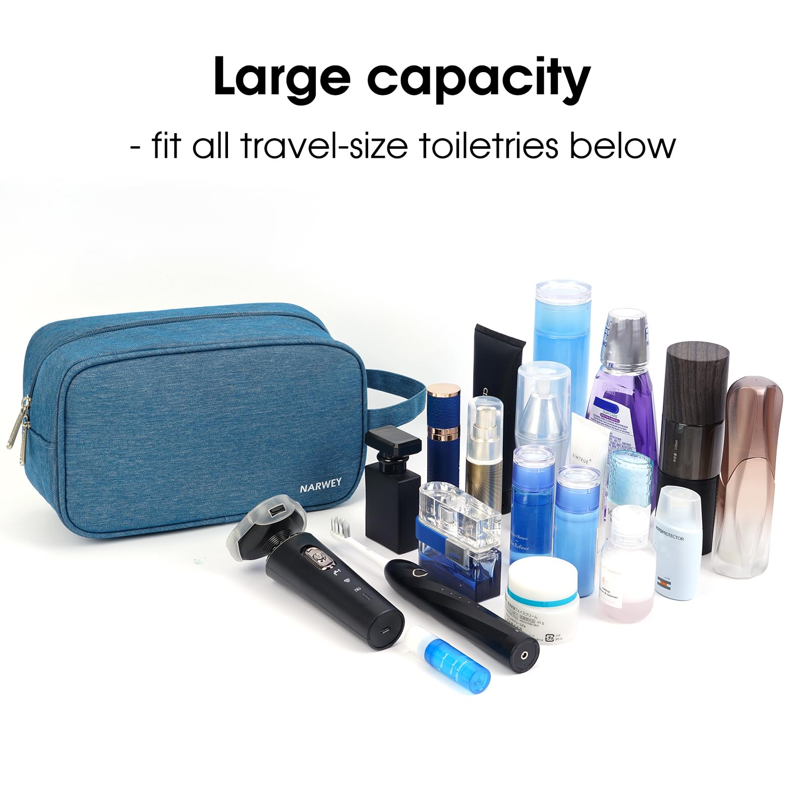 Narwey Travel Toiletry Bag for Women Traveling Dopp Kit Men Travel Bag for Toiletries Cosmetic Bag Makeup Bag Medicine Bag for Traveling (Navy Blue)