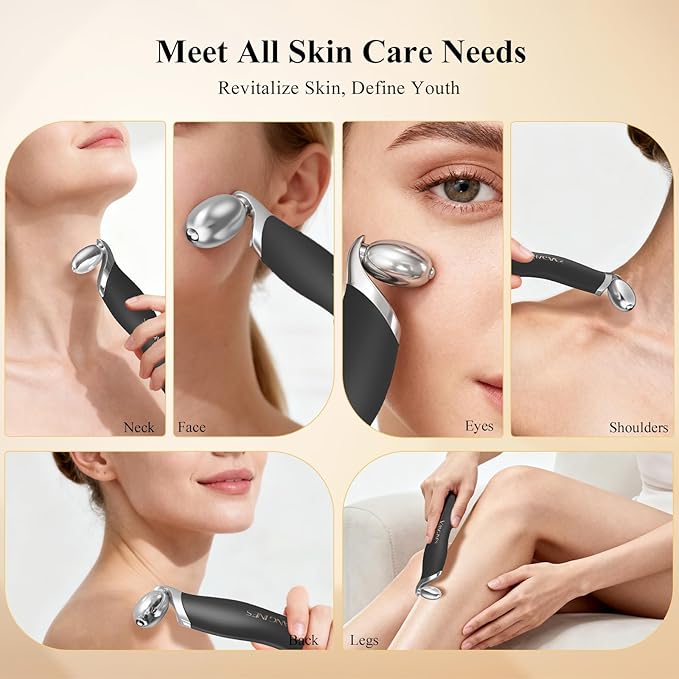 Vangines Ice Roller for Face & Eyes, Cooling Facial Roller with Blackhead Remover & 2 Silicone Brushes, Stainless Steel Face Roller for Puffiness, Pores & Deep Cleansing(Black)