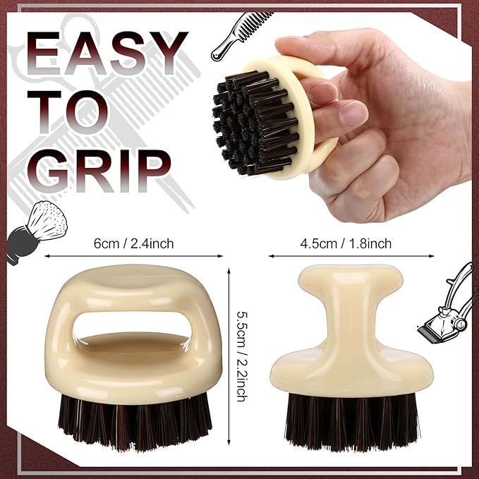 4 Pcs Knuckle Brush for Men Barber Brush, Fade Brushes, Face and Neck Brushes, Mustache and Hair Supplies, Essential Barber Tool for Professional Barbering and Grooming Services(Beige)