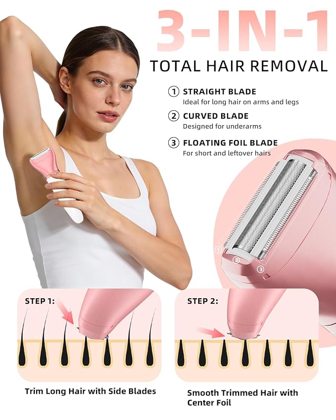 Ufree Electric Shaver Razors for Women Pubic Hair, Bikini Trimmer for Face and Body Hair, Wet & Dry Use Groomer, Hair Trimmer, Birthday Gifts for Women, Gold