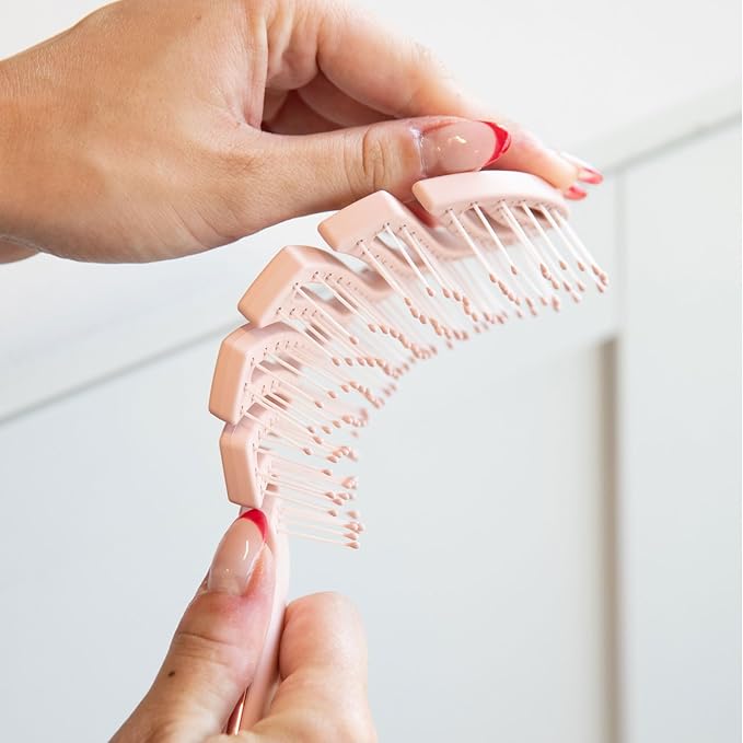FRAMAR Vented Pink Hair Brush For Women – Flex Brush With Bendable Frame, Wet Hair Brush Detangler, Wet Hairbrush For Women, Vented Design For Faster Blow Drying and Less Breakage – Pain Free