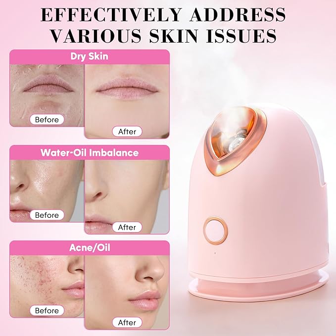 Pjordo Facial Steamer Spa Kit, Skin Scrubber, Nano Ionic Face Steamer for Deep Cleaning Unclogs Pores, Warm Mist Humidifier Steamer for Face Home Sauna SPA