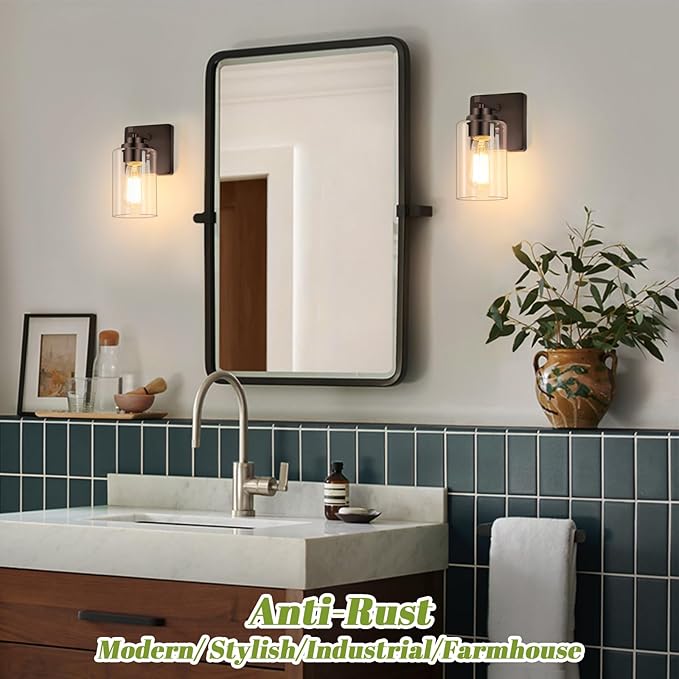 VerRon Set of 2 Wall Sconces for Bathroom, Oil Rubbed Bronze