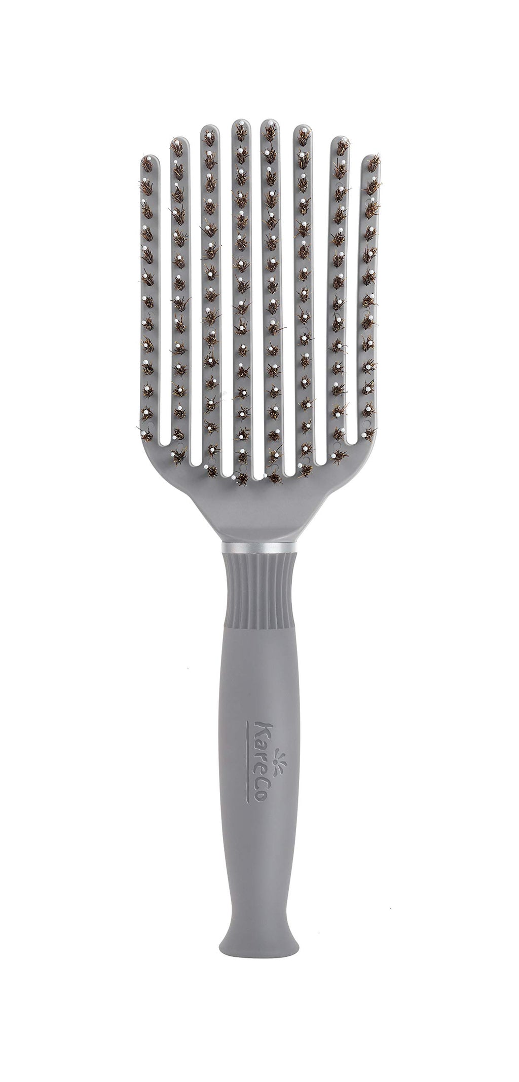 KareCo Premium Tangle Buster Brush – Travel Detangling Hair Brush with Non-Slip Rubber Handle & Soft Nylon Bristles, Wet & Dry Hair Detangler for All Types, Gray