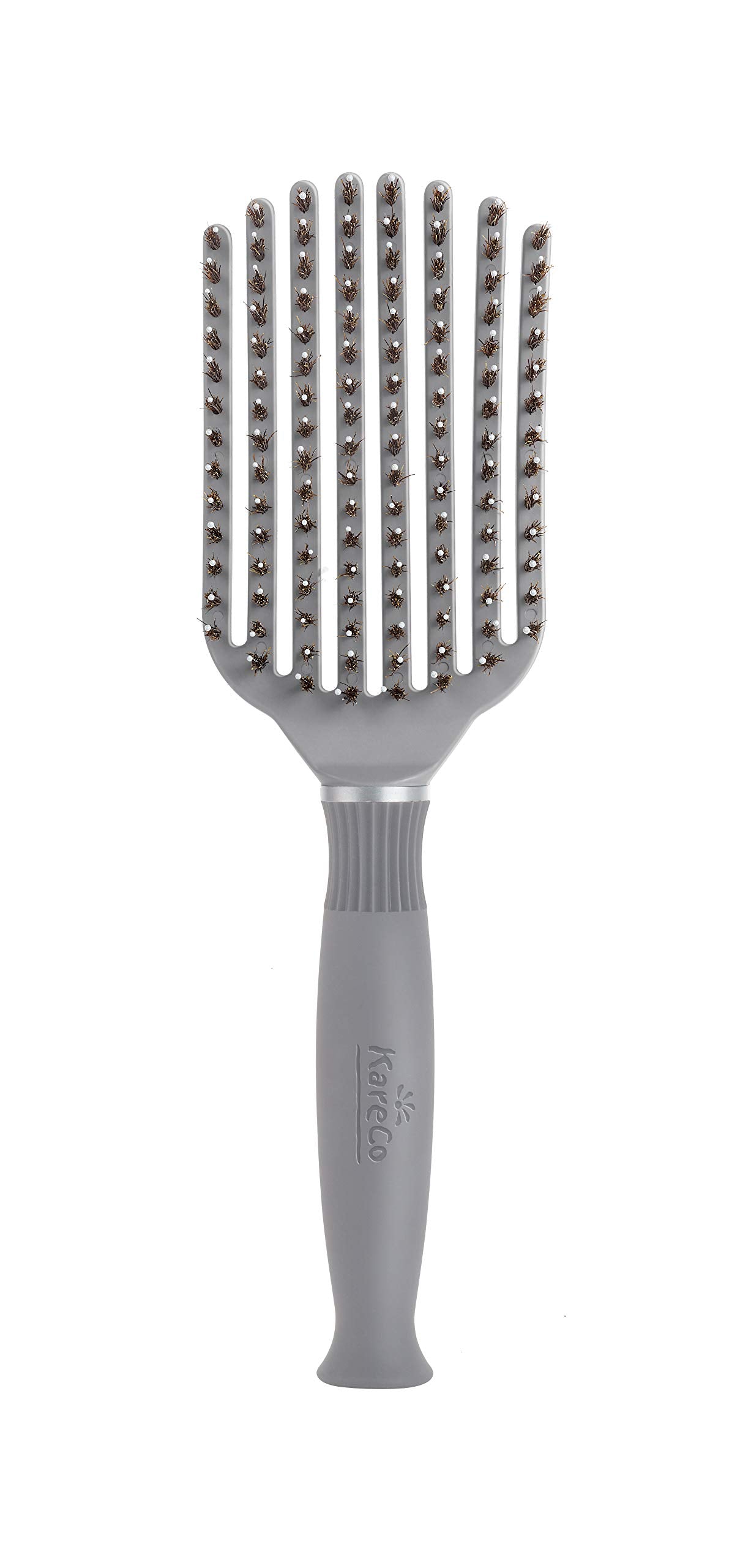 KareCo Premium Tangle Buster Brush – Travel Detangling Hair Brush with Non-Slip Rubber Handle & Soft Nylon Bristles, Wet & Dry Hair Detangler for All Types, Gray