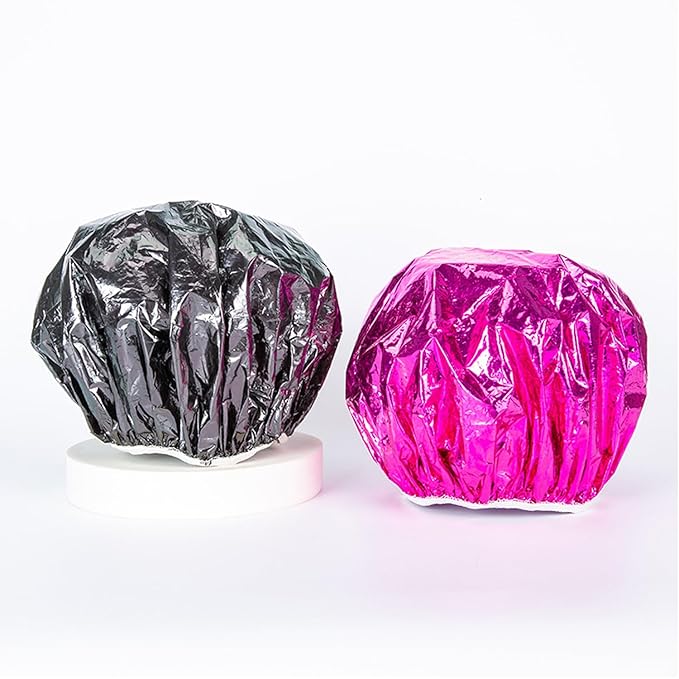 ArrErr 4 Pack Aluminum Foil Heat Cap Reusable Hair Streamer Deep Conditioning Caps Hair Processing Caps for Hydrating Argan Oil Hair Mask Deep Conditioner Perm Coloring Dye Damaged Hair Color-Treated