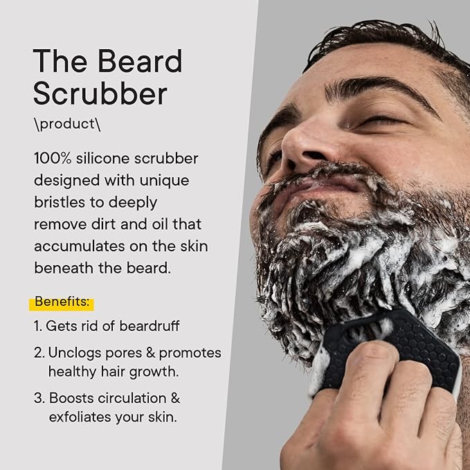 TOOLETRIES Silicone Beard Scrubber for Men, Beard Brush - Charcoal