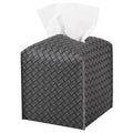 Tissue Box Cover Square Leather Facial Paper Holder, Dark Gray