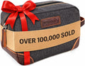 emissary Men's Canvas Travel Toiletry Bag, Leather Dopp Kit - Gray