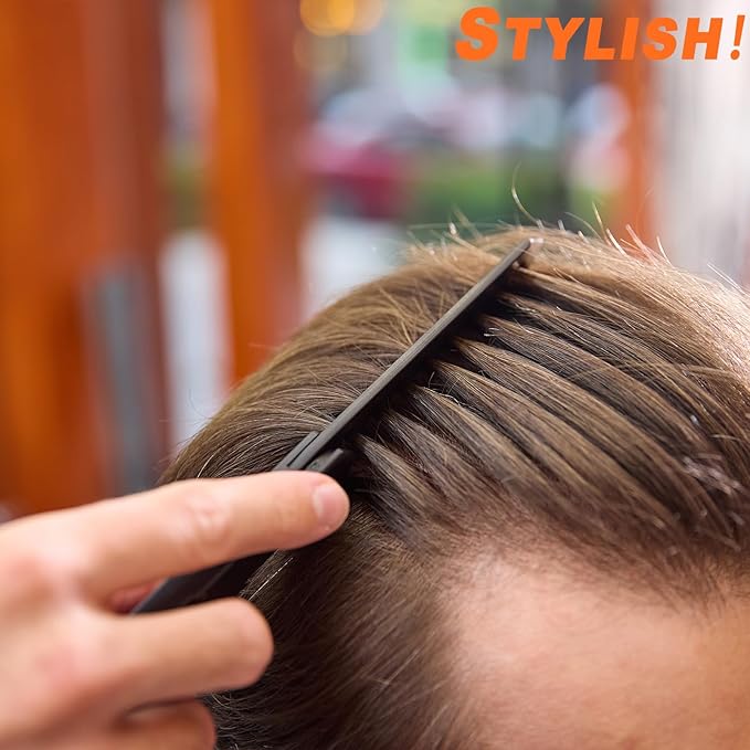 Protable Folding 2 in 1 Hair Comb Dence Tooth Comb Wide Tooth Comb Sparse Styling Pocket for Combing Straight hair Curly Hair Beards Mustaches for Men Barber Hairdresser (Black)