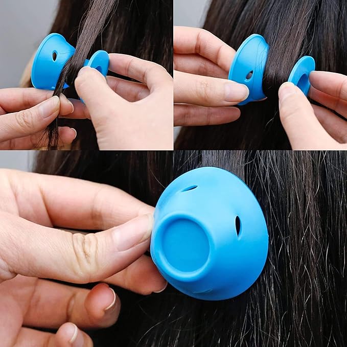 JANYUN 40 Pcs Magic Hair Rollers Include 20 pcs Large Silicone Curlers and 20pcs Small Silicone Curlers (sea blue)