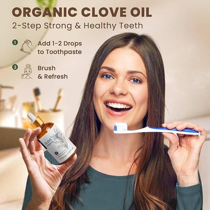 HIQILI Clove Essential Oil for Teeth and Gums, Oral Care, Diffuser, Skin