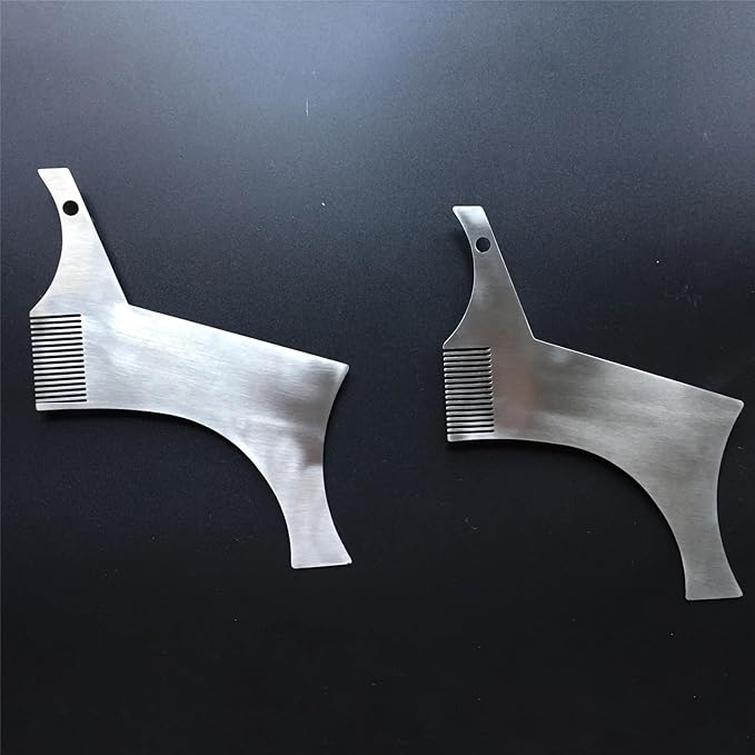 YS0911 Stainless Steel Beard Shapers With Comb Beard Shaping Styling Tool Beard Shaping Template Guide Comb For Man Beard Trim Beard Care Implement