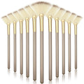 Ziliny 12 Pcs Soft Facial Fan Brush Blush Makeup Brush Face Mask Acid Applicator Multi Use Cosmetic Tools for Peel Mask Makeup for Mud Cream(Champagne)