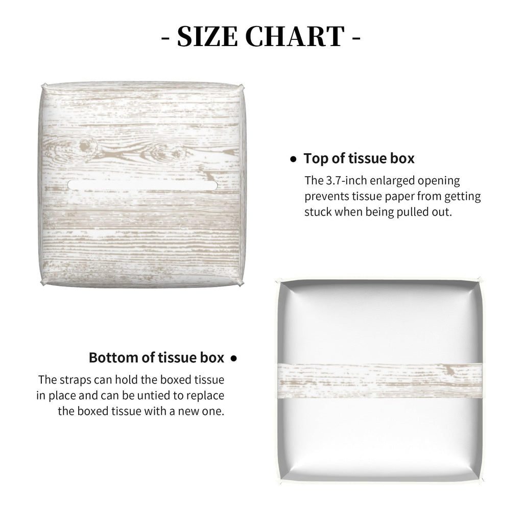 Bless You Tissue Box Cover Square, Wooden Board Texture Tissue Box Holder Waterproof Leather Facial Paper Organizer Dispenser for Bathroom Home Car Nightstand Vanity Desk