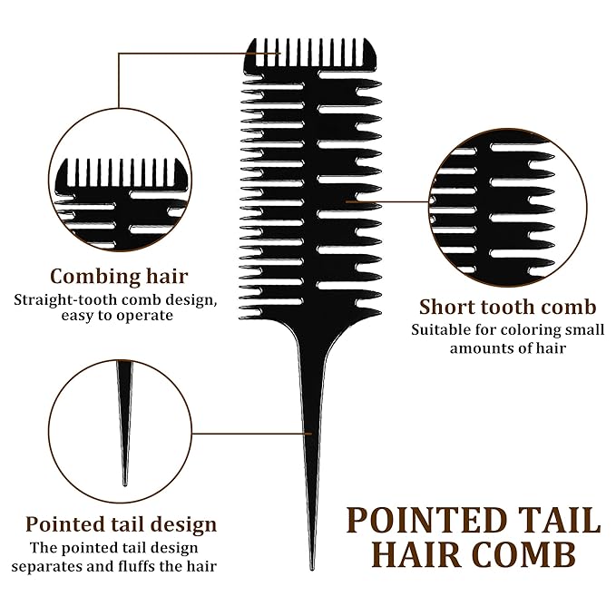 1st Choice Professional Hair Combs for Women Styling Hair Combs Plastic Weaving Combs for Highlighting,3-Way Weaving & Sectioning Foiling Comb for Hair Coloring, Highlighting, Balayage