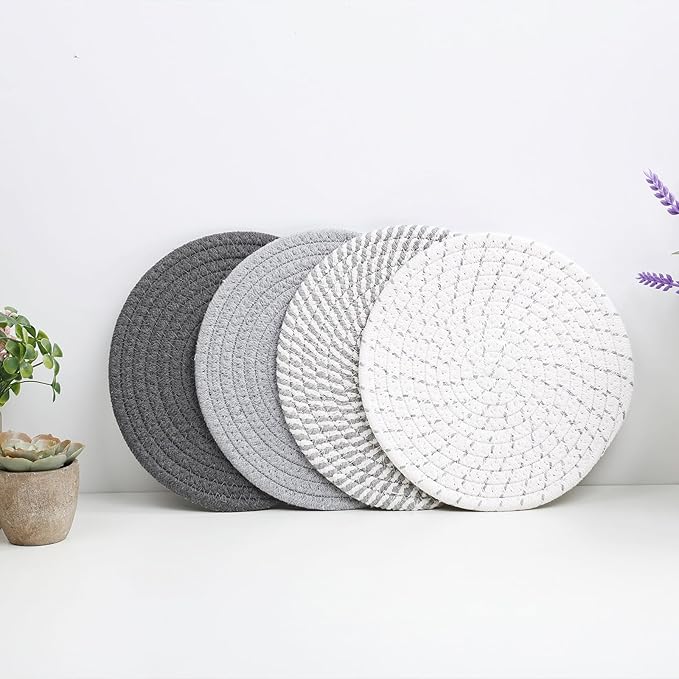 SHACOS 8 Inches Trivets for Hot Dishes, 4 Pieces Cotton Trivets Mats