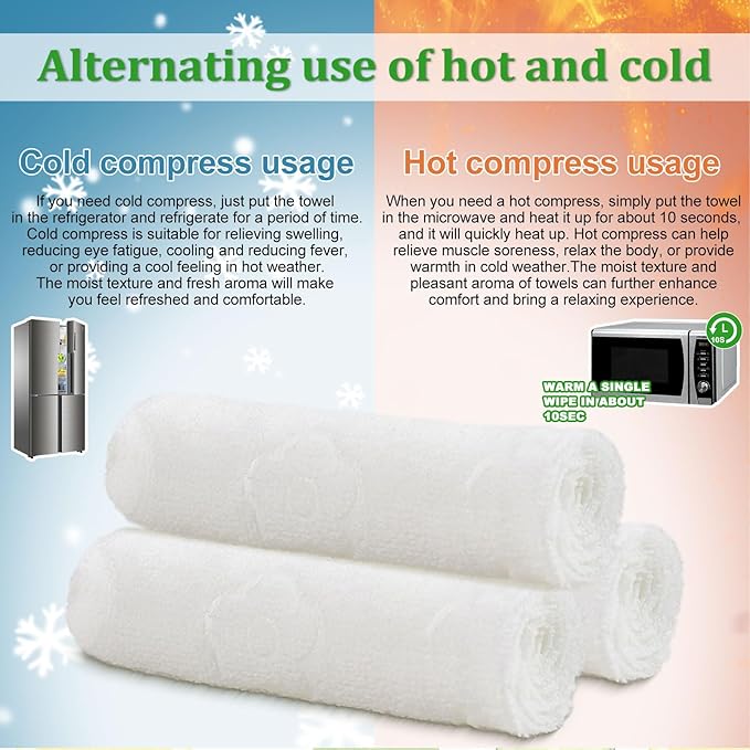 twoworld 100 Moist Cotton Towel Bulk Moist Towelettes Individually Wrapped