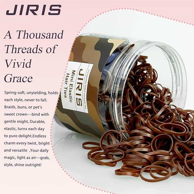 Brown1000pcs Mini Hair Rubber Bands, Soft & Durable Plastic Elastic Hair Ties for Little Girls, Stretch Ponytail Ties for Kids Hairstyles and Braids