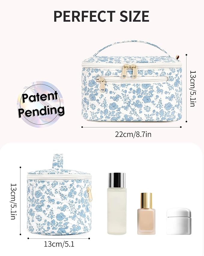 Wandering Nature Makeup Bag, Women Travel Make Up Vanity Case with Handle