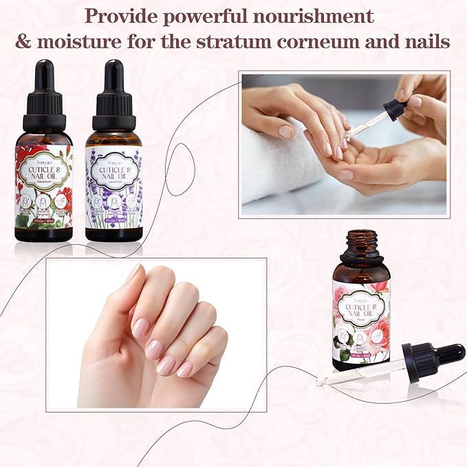 yonisayo 3 Pack Cuticle Oil, 3 in 1 Hydrating Oil for Strengthen Dry Nails Care, Soothe Cracked Cuticles, Thin Nails & Moisturize Hands, Non-Greasy, Cruelty-Free, Rose, Geranium, Lavender