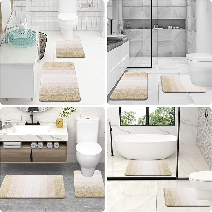 OLANLY Microfiber Bathroom Rugs Sets 3 Piece, 30"x20"+24"x16"+24"x20"