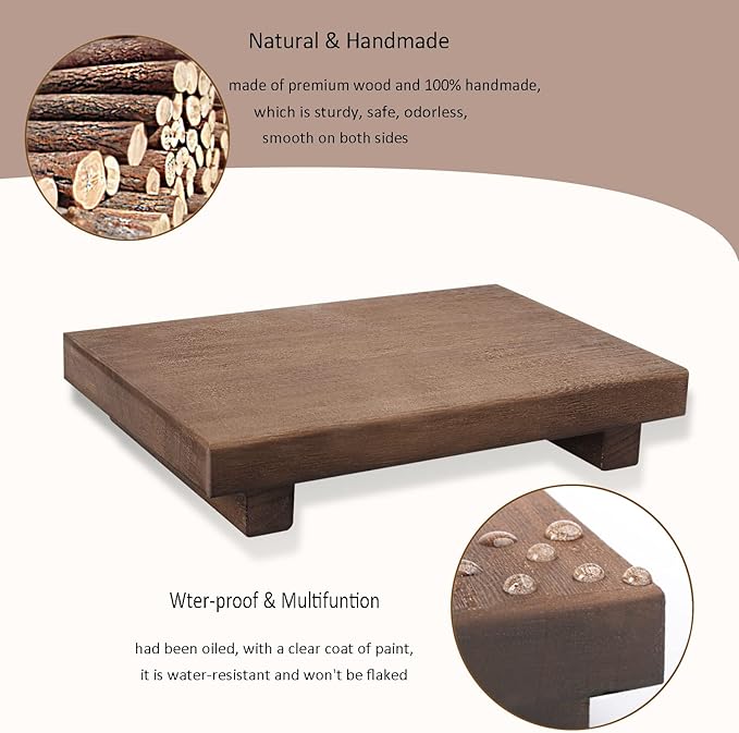 Wood Bathroom Tray Farmhouse Decor Kitchen Soap Holder, 9"x6" Walnut
