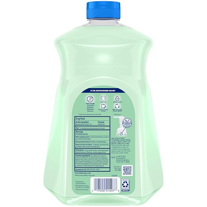 Dial Antibacterial Foaming Hand Soap Refill, Fresh Pear, 52 fl oz