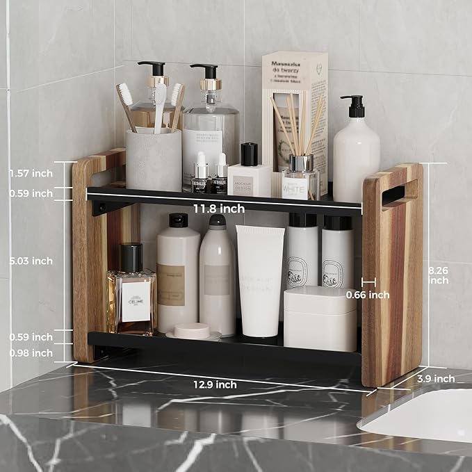 UJQSUN Bathroom Counter Organizer,Bathroom Counter Shelf,Bathroom Organizers,Organizers and Storage,Under Sink Organizer,Cologne Organizer for Men,Cologne Cabinet,Vanity Shelf(Acacia 2 Tier)