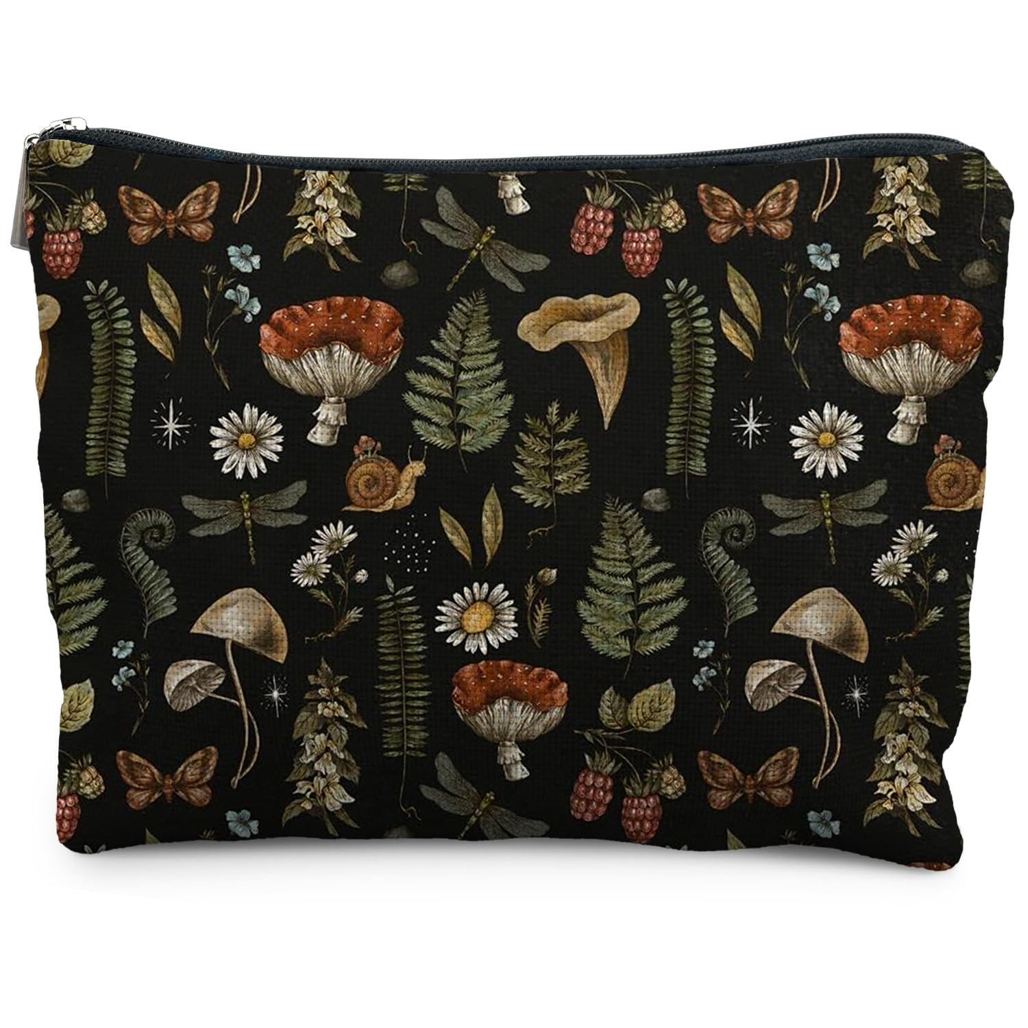 RYYCDOI Dark Forest Cottagecore Mushroom Makeup Bag - Forest Cosmetic Bag for Gifts, Mushroom Lovers